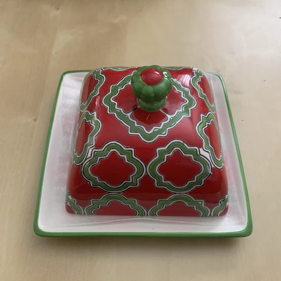 Mesa decorativa de Natal vermelha verde branca coberta de manteiga prato buffet férias - Imagem 4 de 4