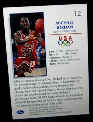 Michael Jordan 1992-93 Impel US Olympicards Standing Card#12!Bulls