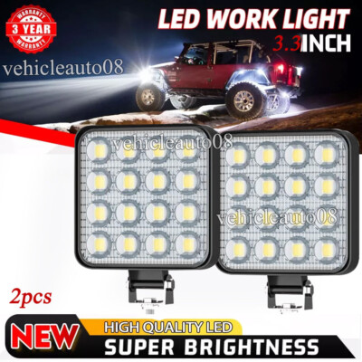 2PCS 48W LED Work Light Truck OffRoad Tractor Flood Lights 12V Square ...