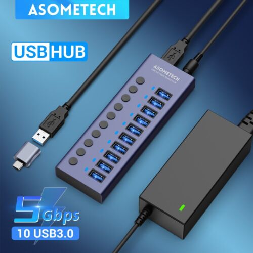4/7/10 Ports USB 3.0 Hub Multi Splitter Multiple Expander for Laptop Accessories - Picture 1 of 21