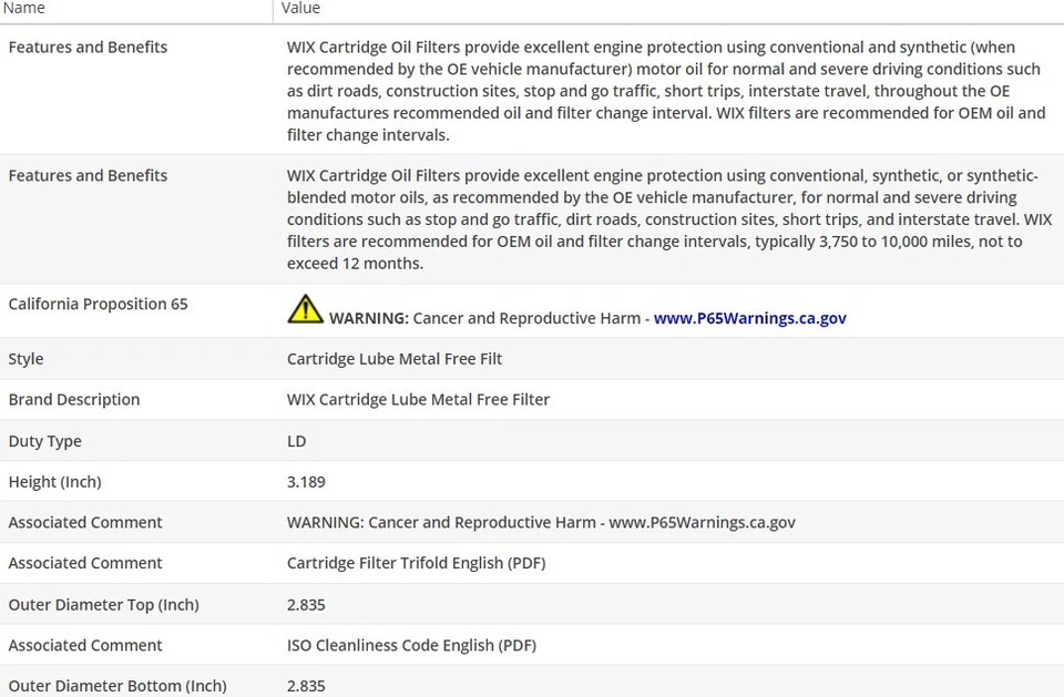 Filtro de aceite tipo OEM WIX para MINI COOPER 2002-2008 L4-1,6 L Foto 3 de 4