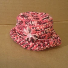 NEW Alessandra Bacci Florence Pink Ladie Beanie Hat w/ Flower Crochet Knit Italy