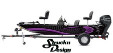 Purple Waved Curved Retro Black Fishing Boat Wrap Abstract Fish Decal US Vinyl