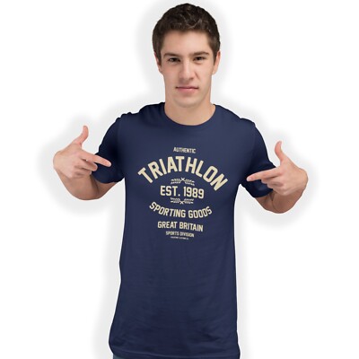 Authentisches Triathlon handbedrucktes T-Shirt Geburtstag Geschenk