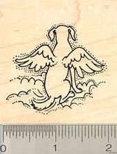 Dog Angel Rubber Stamp Wood Mounted G7003 puppy canine