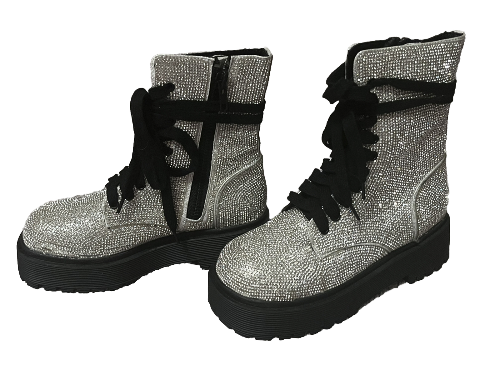 Dolls Kill Poster Girl Billionaire Bling Boots Rhinestone Combat size 6