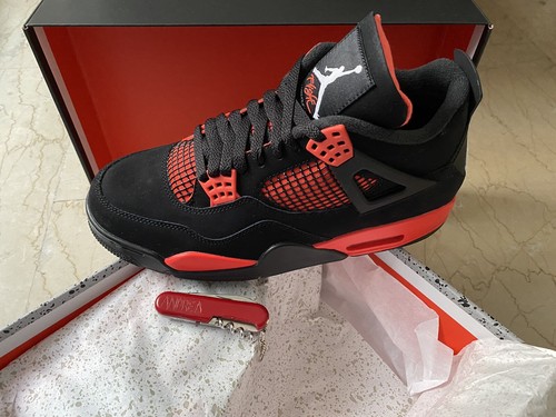 Jordan 4 Red Thunder/women Uomo/donna nere e rosse EUR 42.5 Black and White  | eBay