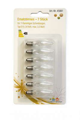 Schwibbogen Ersatzlampen 7x E10 Spitzkerze 34V Riffelkerzen Ersatzbirnen Set