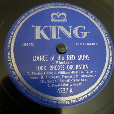 King 78 RPM Todd Rhodes - Dance Of The Red Skins 4237 V++ | eBay