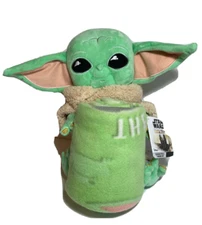 BABY YODA The Mandalorian Fleece Snuggle Throw Pillow Set 40 x 50"  NEW With Tag