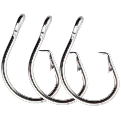 50pcs Stainless Steel Big Game sea Fishing Hook Tuna Circle Hook 8/0-14/0 39960D