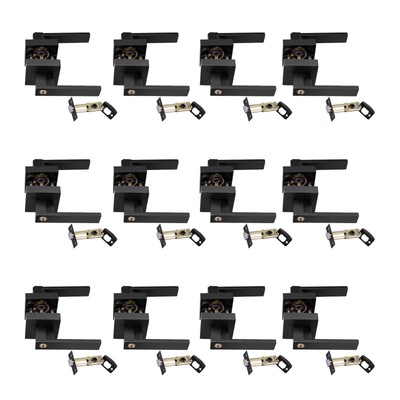 Privacy Door Handle 12 PCS Matte Black Square Door Lever Interior With Keys