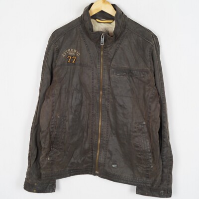 CAMEL ACTIVE Men's Biker Jacket Size 54 Brown Full Zip Pockets Polyester s12074