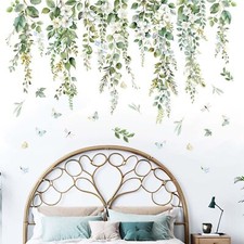 Hanging Vine Wall Decals - Green Nature Plants Leaves Wall Stickers - Bedroom...