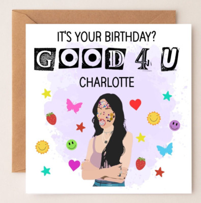 Personalised Olivia Rodrigo Birthday Card |Sour | Guts
