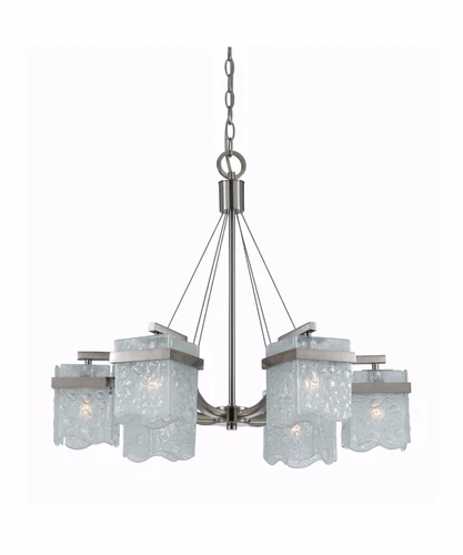 TRIARCH 31373 ARCTIC ICE 6-LIGHT CHANDELIER 27" WIDE SATIN NICKEL FINISH NEW