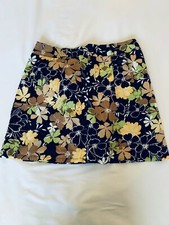 Vintage White Stag Womens Skirt Above Knee Flower Pattern Stretch 