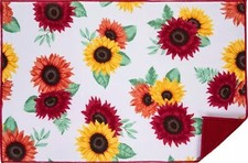 Kitchen Microfiber Printed Dish Drying Mat 14"x21" MULTICOLOR SUNFLOWERS,MI