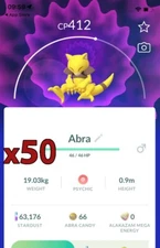 50x Abra Pokemon Bundle !! Good Chance of Lucky and Good IVs !! Go