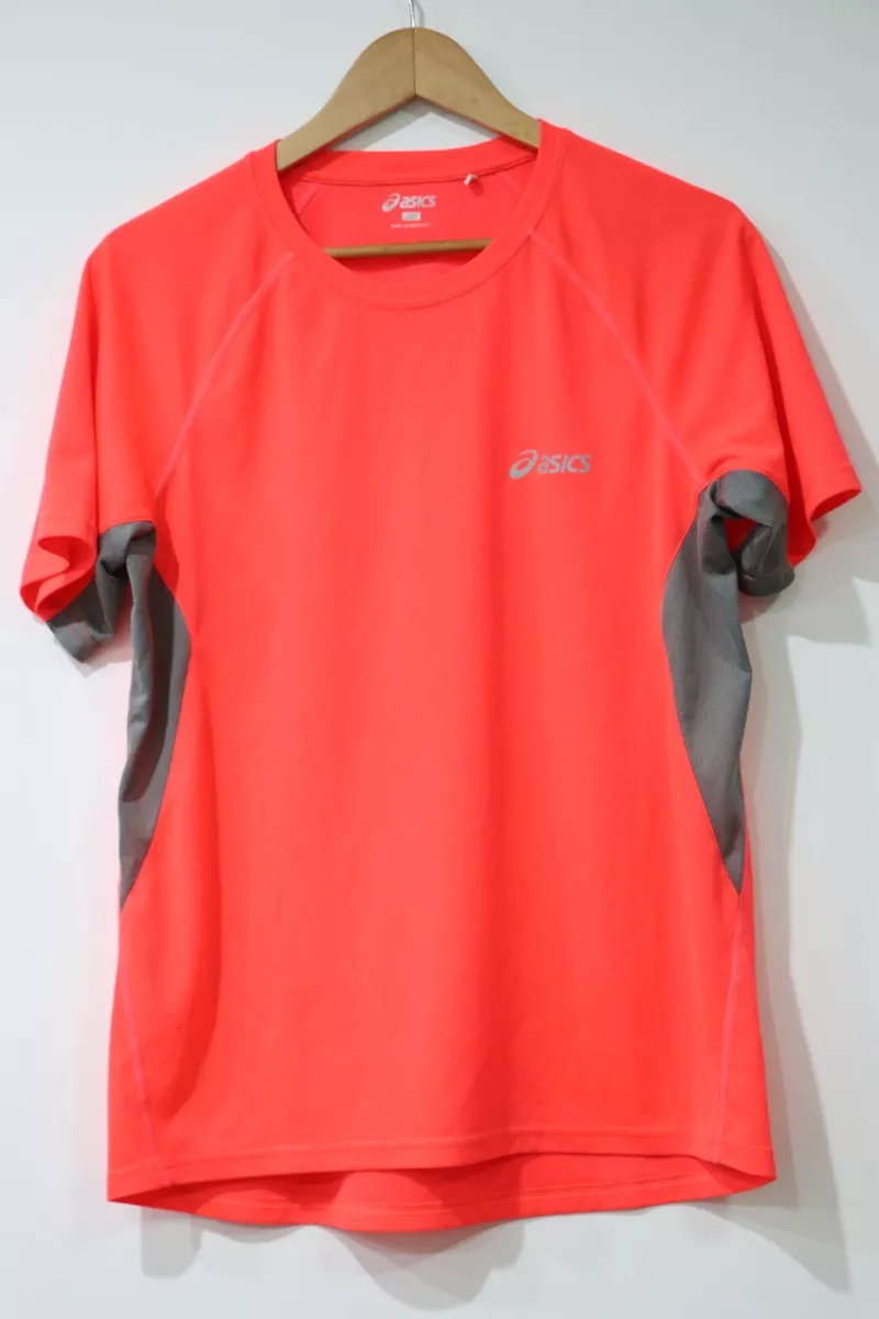 Asics MotionDRY Mens Fluro Orange Grey Short Sleeved Top Size M