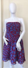 Vintage Louis Feraud NWTs chiffon dress Scarlet/Violet Sz.42, U.S. 10, 100 Silk