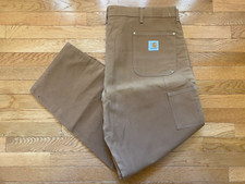 Vtg Carhartt Double Knee Pants Sz 48x32 Tan Brown Canvas Made In USA Made NWOT