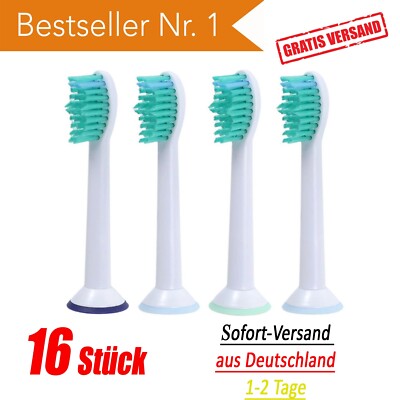    16 Stück Ersatzbürsten passend für Philips Sonicare Aufsteckbürsten 16x   