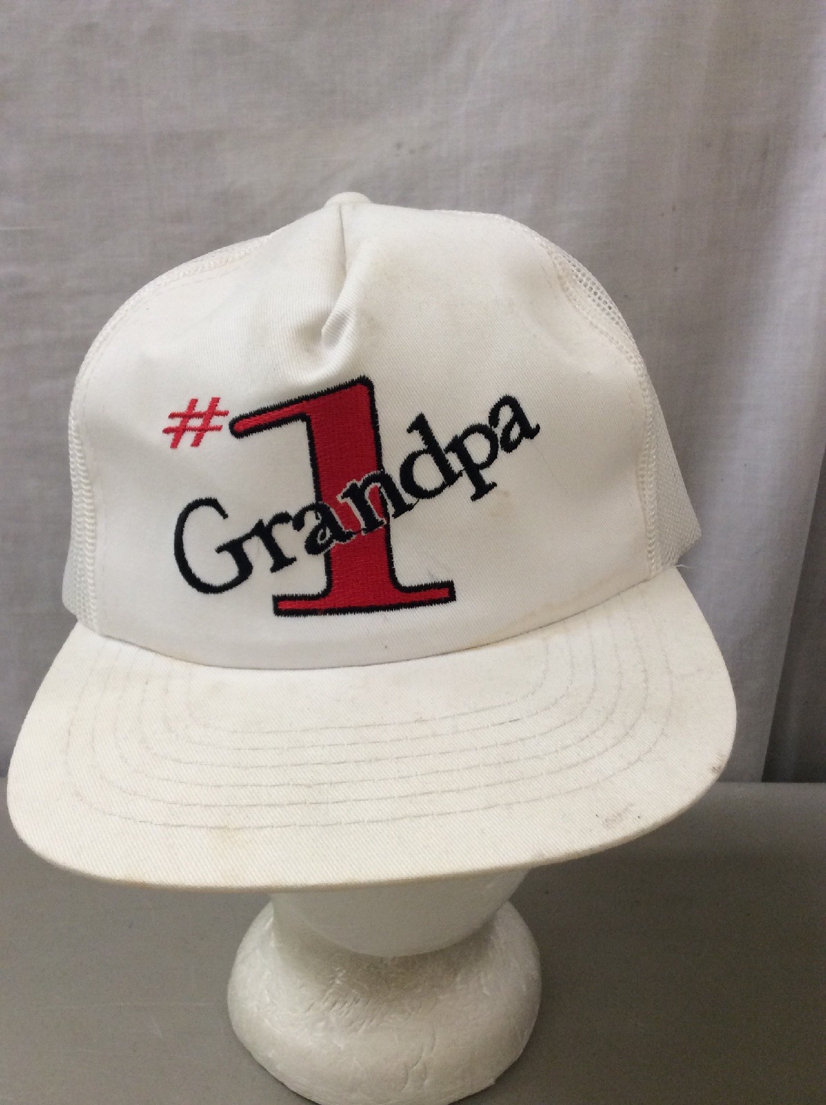 trucker hat baseball cap Vintage Mesh Snap Back #1 GRANDPA number one Red Retro