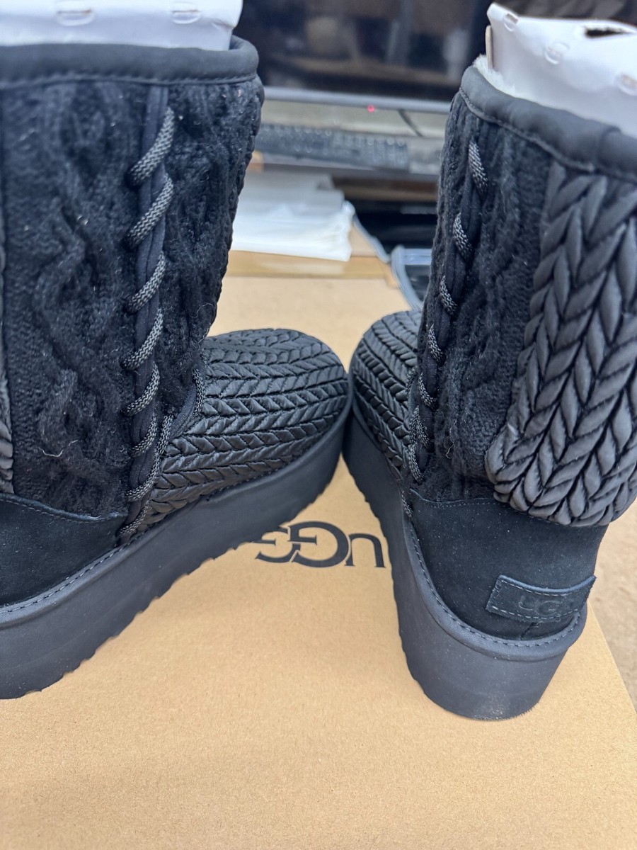 Women's UGG Classic Short Villa Knit Boots Black SIze 7