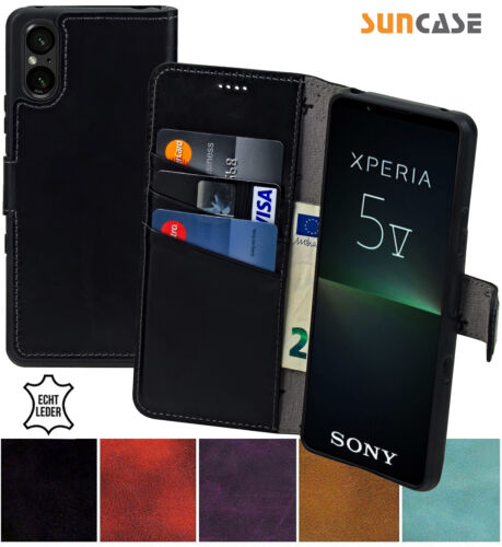 Suncase® Handy Tasche Leder Book Hülle Klapp Case Etui für Sony Xperia 5 V 2023 - Afbeelding 1 van 14