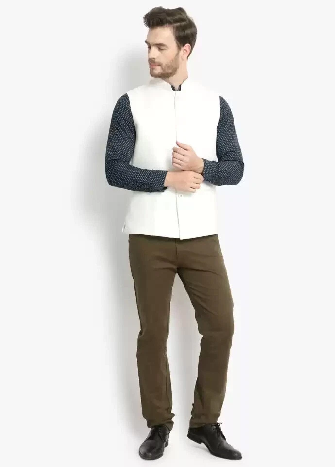 Mens White Slim Fit Formal Wedding Smart Casual Waistcoat Vest - Image 4 of 4