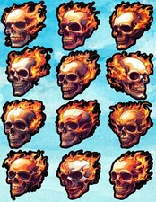 Skull On Fire Die Cut Vinyl Stickers Set Scrapbooking Laptop Waterbottle