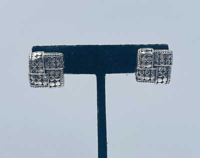 John Hardy Sterling Silver Square Woven Dot Omega Back Earrings