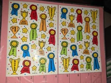 Vintage American Greetings Stickers AWARDS & TROPHIES Smiley Faces 2 sheets