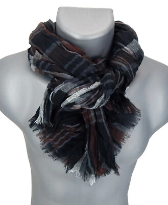 Ella Jonte Herrenschal schwarz grau braun Viskose Herren Schal Herrentuch Tuch