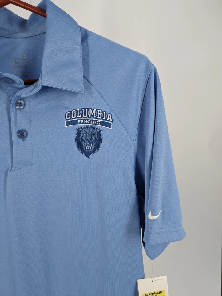 Polo azul esgrima Columbia University Ivy League Nike Team emitido P novo com etiquetas 2008 - Imagem 2 de 4