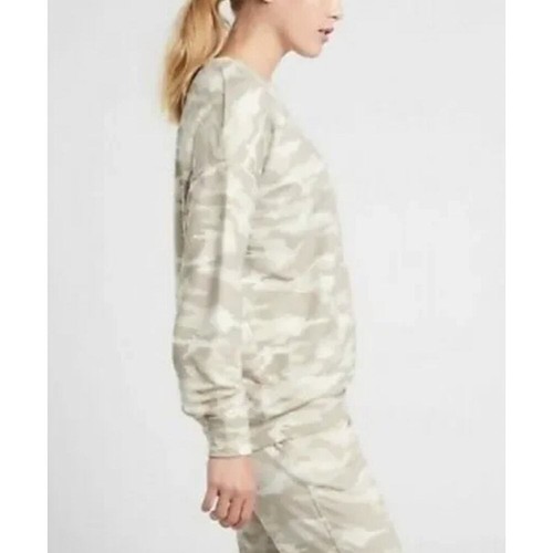 Athleta XXS Studio To Street Print Sweatshirt Camo Lux Oatmeal Heather/Neutral - Picture 7 of 13