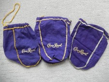 LOT of 3 CROWN ROYAL DRAWSTRING BAGS 9"