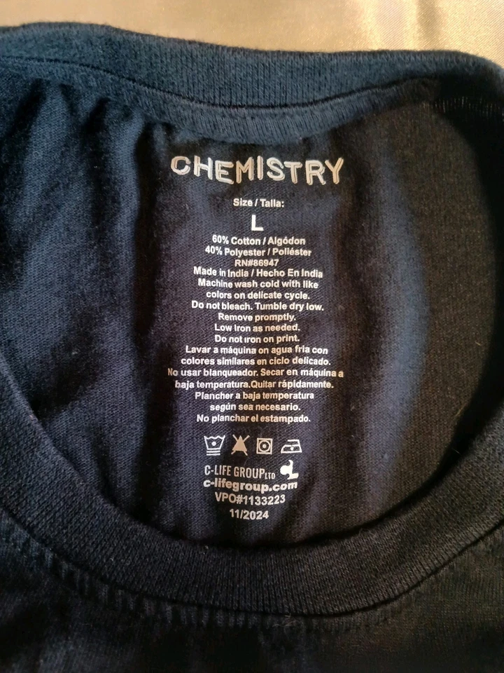 Череп с пламенем футболка большой хлопок и полиэстер материал темно-синий рубашка - Изображение 3 из 3