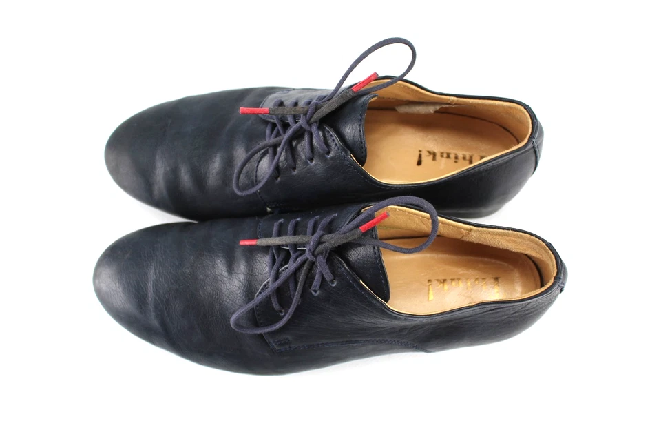 Think Gr.38 Damen Schnürschuhe Slipper Loafers Leder Blau Natur TOP P 236 - Bild 4 von 4