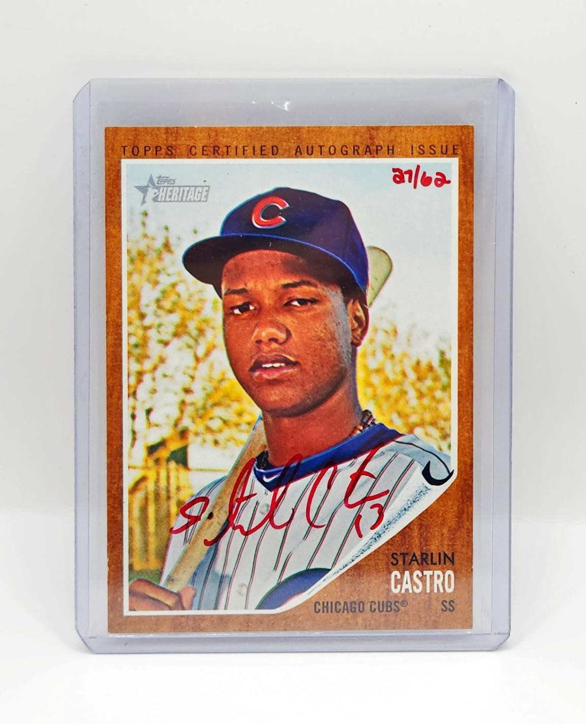 STARLIN CASTRO 2011 Topps Heritage Real One Autograph Auto Red Ink /62 SP CUBS