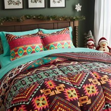 Boho Bed in a Bag 7 Pieces King Size, Colorful Bohemian Tribal Comforter Set ...