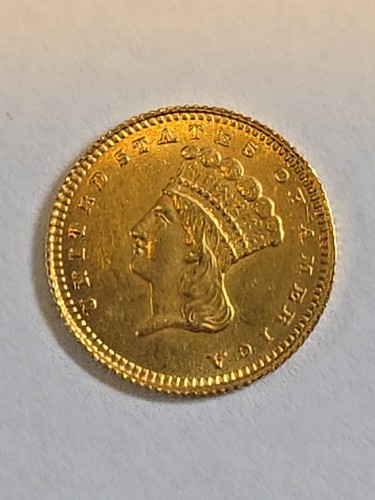 1874 Gold Dollar, $1 Gold Indian Princess Head, Type 3, Nice Lustrous Beauty AU  - Bild 2 von 9