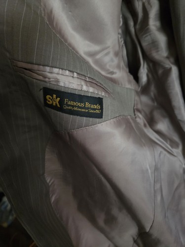 S&K Famous Brands Pinstripe Green Suit