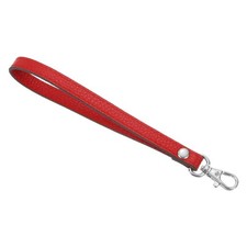 Leather Wristlet Strap 190mm Hand Wrist Lanyard Leather Red Silver