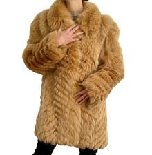 Real Red Fox Fur Coat Vintage Luxury Pockets Oversize Blue EUC Genuine L