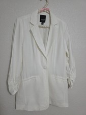 Simply Vera Wang One Button Long Cloth Jacket Blazer White fully lined Small 