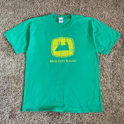 Vintage Mad City Squad T-Shirt Green Large John Deer Parody Green Funny Humor