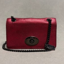 Coach Crossbody Bag Metallic Red Pebbled Leat...