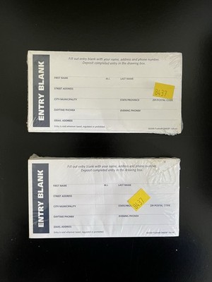 Contest-Prize- Entry Blank Paper Form for Drawings -2 Pads With 100 Entries each
